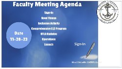 Faculty Meeting Agenda